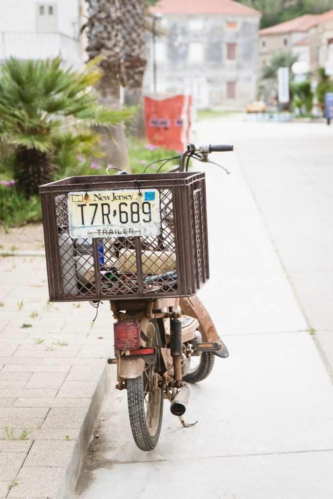 Moped with an American license plate, Susak Island, Croatia - from travel blog: http://Epepa.eu
