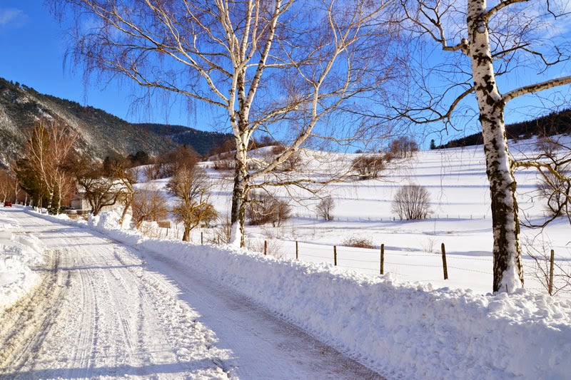 Puchberg am Schneeberg, zasypana śniegiem droga