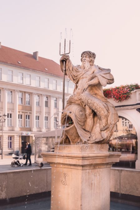 The Neptune Fountain (Fontanna Neptuna) in Gliwice, Poland