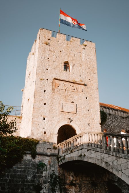 The southern land gate in the Veliki Revelin Tower, Korčula, Croatia