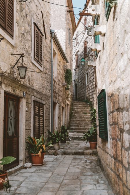 Geta, a beautiful narrow street in Orebić, Croatia