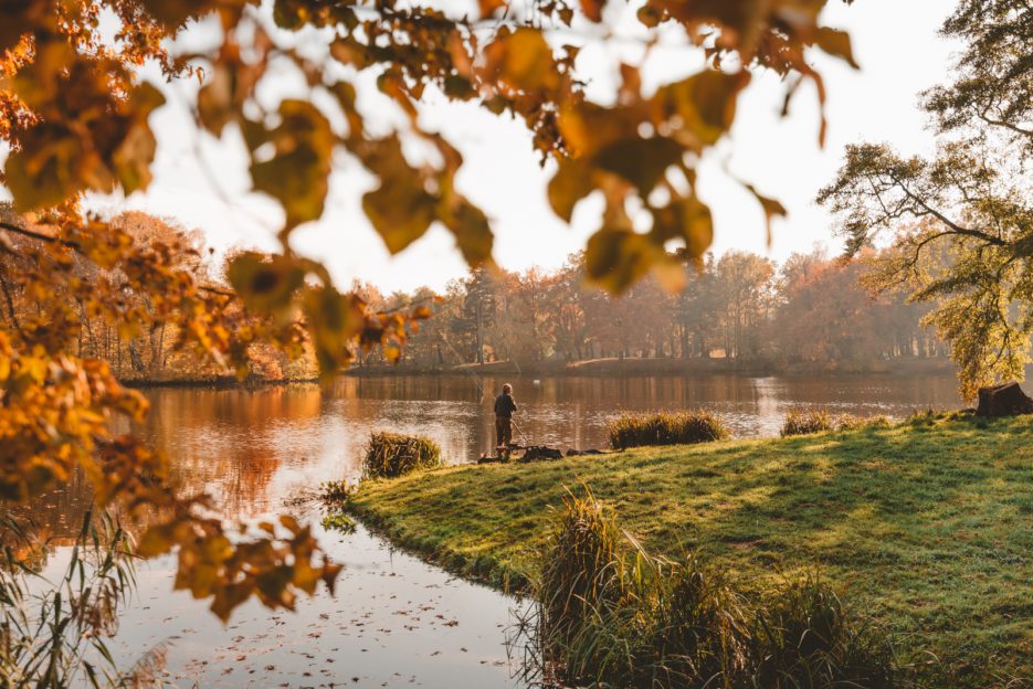 A fisherman in Świerklaniec Park, Upper Silesia, Poland