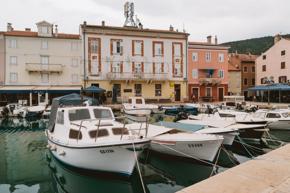 The port in the city of Cres, Croatia