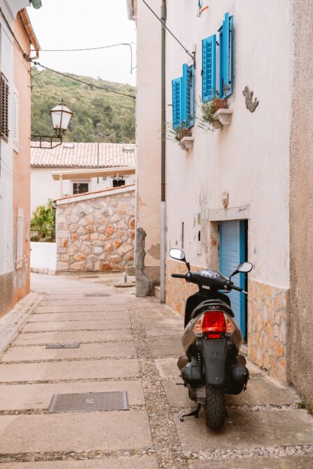 A scooter in Valun, Cres, Croatia